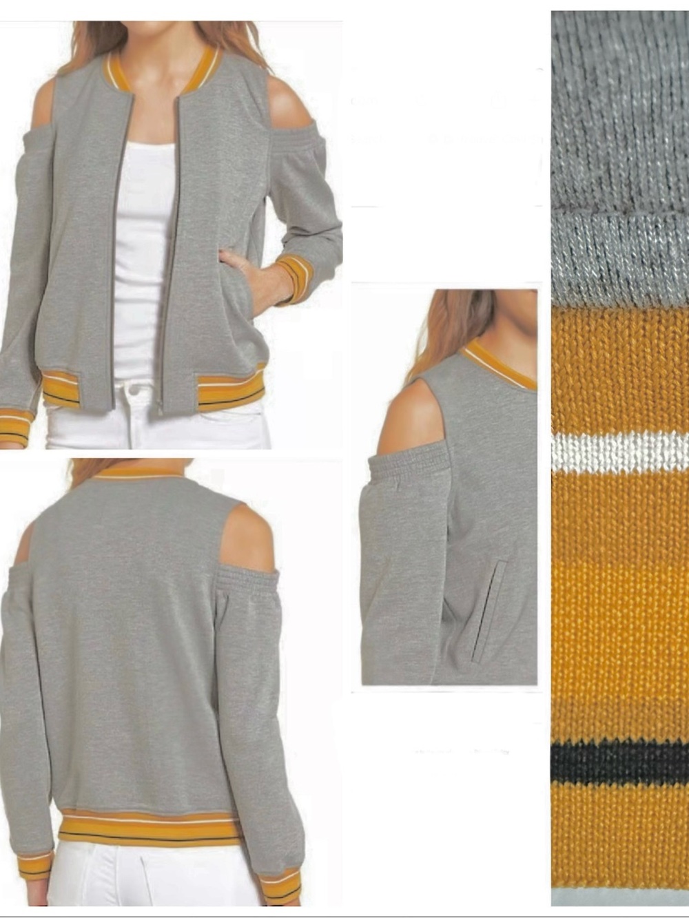 Trouvé-Cold-Shoulder Bomber Jacket